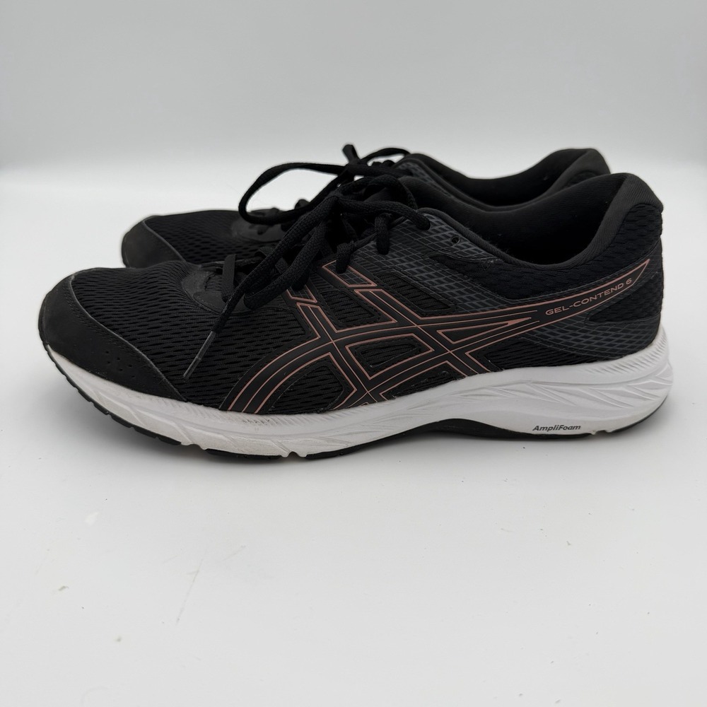 ASICS Gel contend Women's 11 Low Top Running Sneakers Black Pink 1012A570 shoes